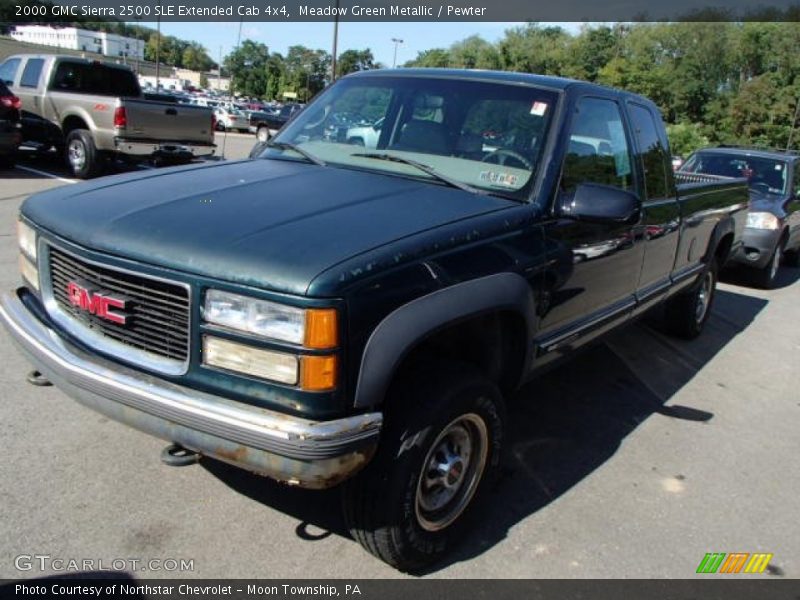 Meadow Green Metallic / Pewter 2000 GMC Sierra 2500 SLE Extended Cab 4x4
