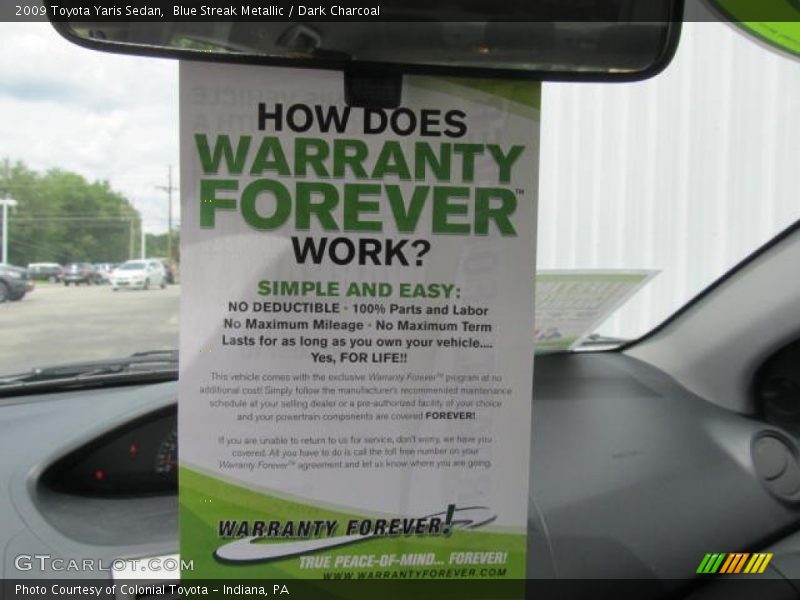 Blue Streak Metallic / Dark Charcoal 2009 Toyota Yaris Sedan