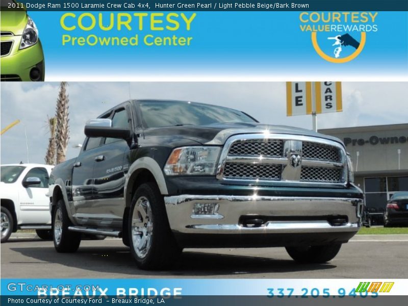 Hunter Green Pearl / Light Pebble Beige/Bark Brown 2011 Dodge Ram 1500 Laramie Crew Cab 4x4