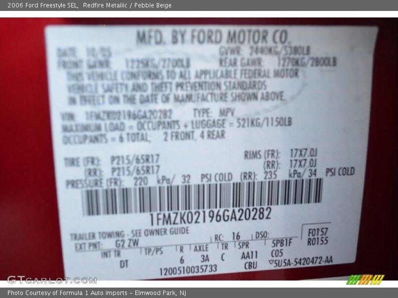 Redfire Metallic / Pebble Beige 2006 Ford Freestyle SEL