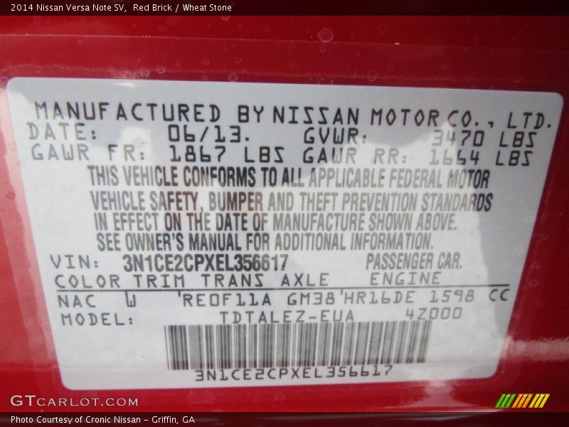 Red Brick / Wheat Stone 2014 Nissan Versa Note SV