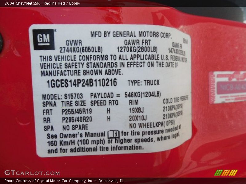 Redline Red / Ebony 2004 Chevrolet SSR