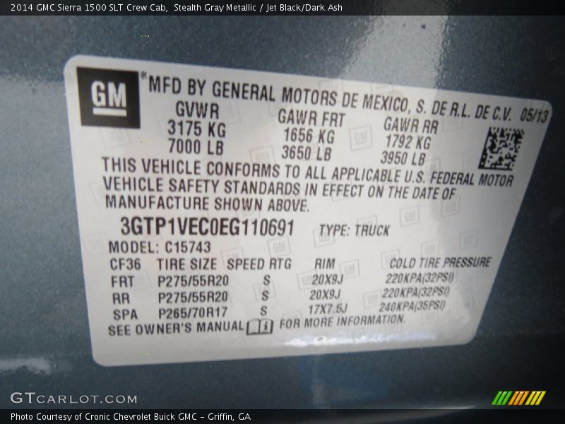 Stealth Gray Metallic / Jet Black/Dark Ash 2014 GMC Sierra 1500 SLT Crew Cab