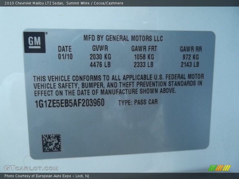 Summit White / Cocoa/Cashmere 2010 Chevrolet Malibu LTZ Sedan