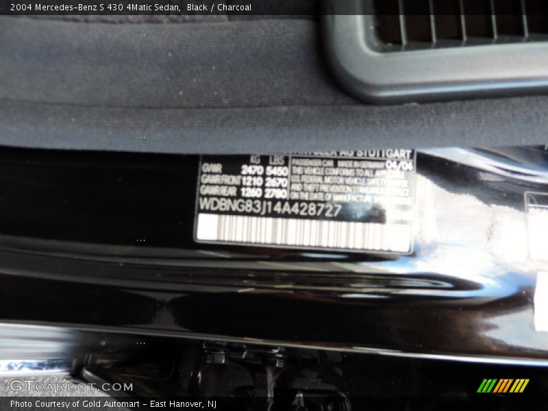 Black / Charcoal 2004 Mercedes-Benz S 430 4Matic Sedan