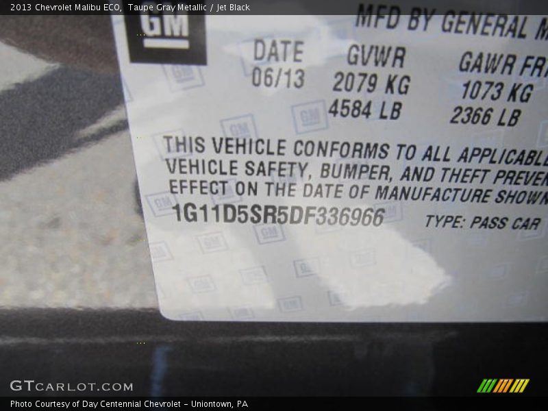 Taupe Gray Metallic / Jet Black 2013 Chevrolet Malibu ECO