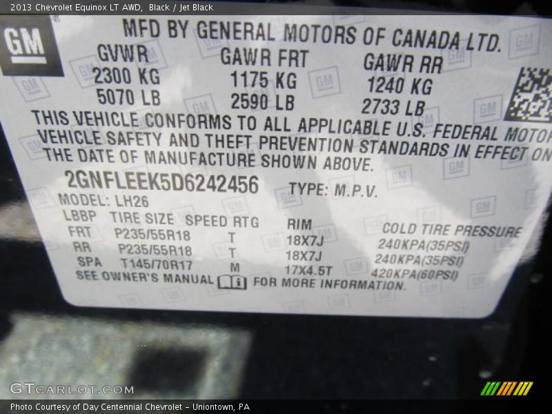 Black / Jet Black 2013 Chevrolet Equinox LT AWD