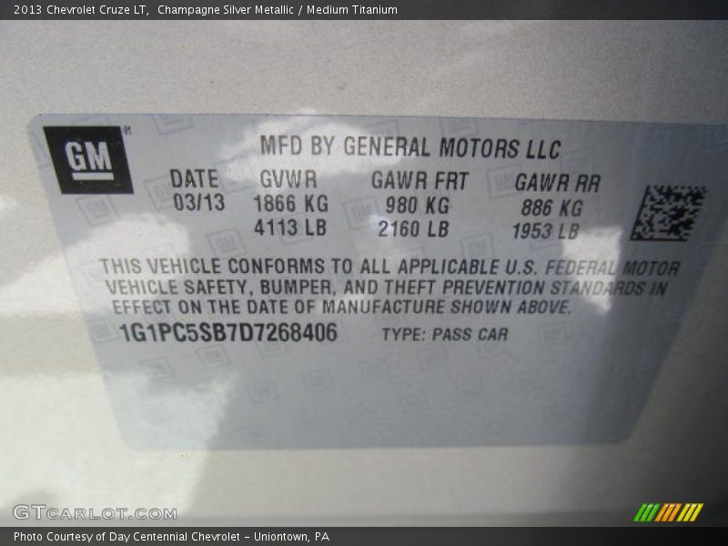 Champagne Silver Metallic / Medium Titanium 2013 Chevrolet Cruze LT