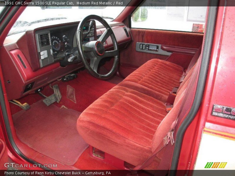 Medium Red Metallic / Red 1991 GMC Sierra 1500 SLE Regular Cab