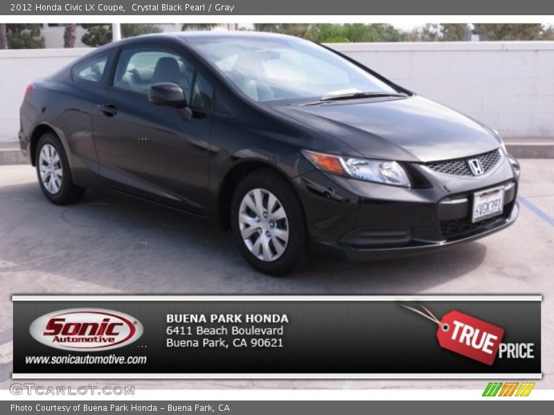 Crystal Black Pearl / Gray 2012 Honda Civic LX Coupe