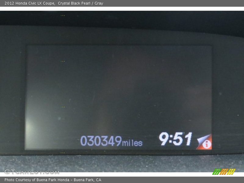 Crystal Black Pearl / Gray 2012 Honda Civic LX Coupe