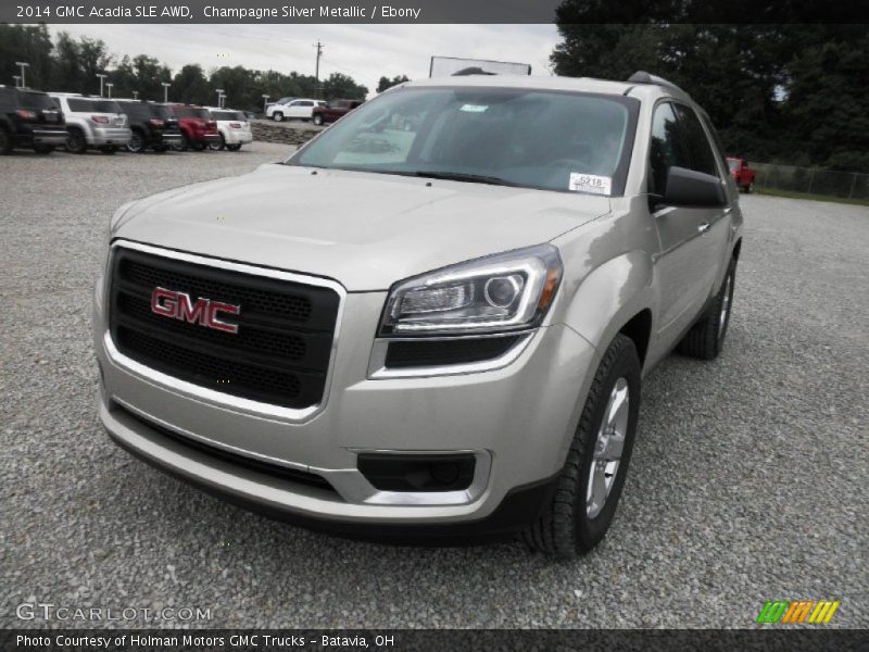 Champagne Silver Metallic / Ebony 2014 GMC Acadia SLE AWD