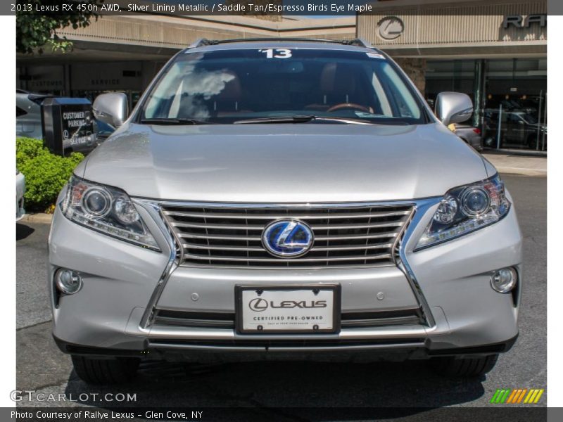 Silver Lining Metallic / Saddle Tan/Espresso Birds Eye Maple 2013 Lexus RX 450h AWD