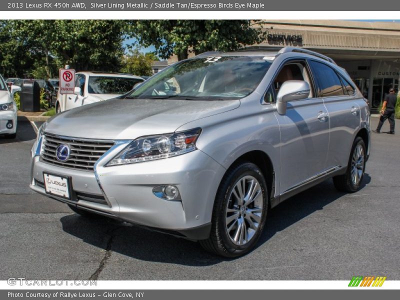 Silver Lining Metallic / Saddle Tan/Espresso Birds Eye Maple 2013 Lexus RX 450h AWD
