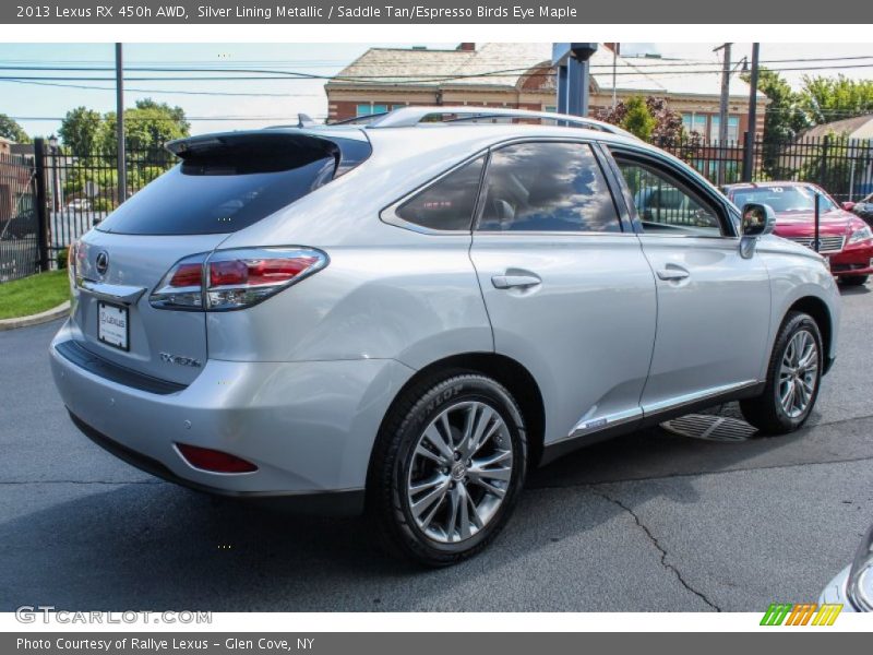 Silver Lining Metallic / Saddle Tan/Espresso Birds Eye Maple 2013 Lexus RX 450h AWD
