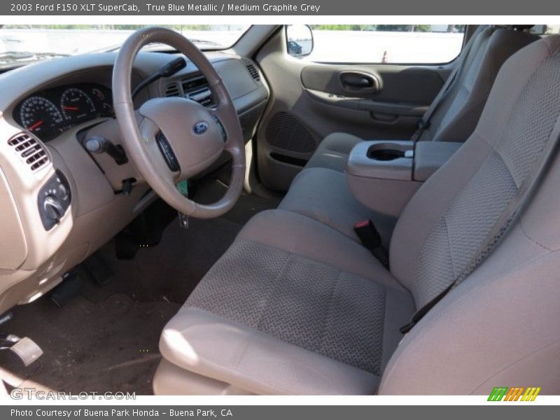 True Blue Metallic / Medium Graphite Grey 2003 Ford F150 XLT SuperCab