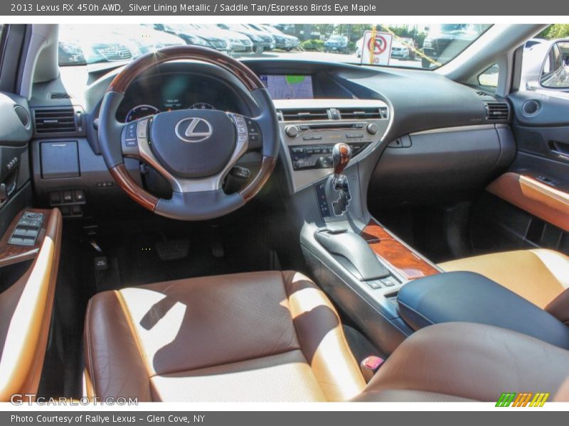 Silver Lining Metallic / Saddle Tan/Espresso Birds Eye Maple 2013 Lexus RX 450h AWD