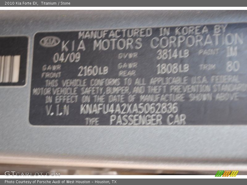 Titanium / Stone 2010 Kia Forte EX