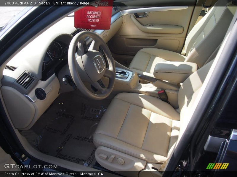 Brilliant Black / Beige 2008 Audi A4 2.0T Sedan
