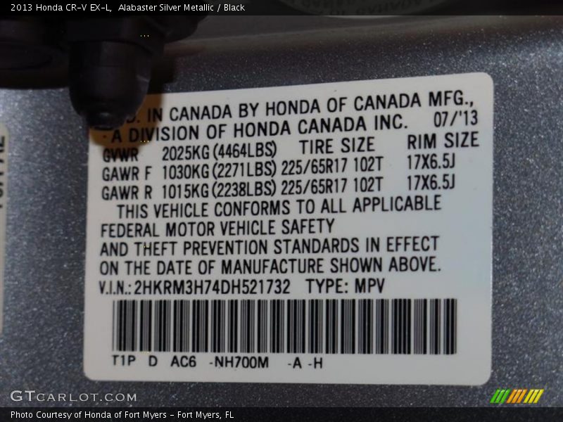 Alabaster Silver Metallic / Black 2013 Honda CR-V EX-L
