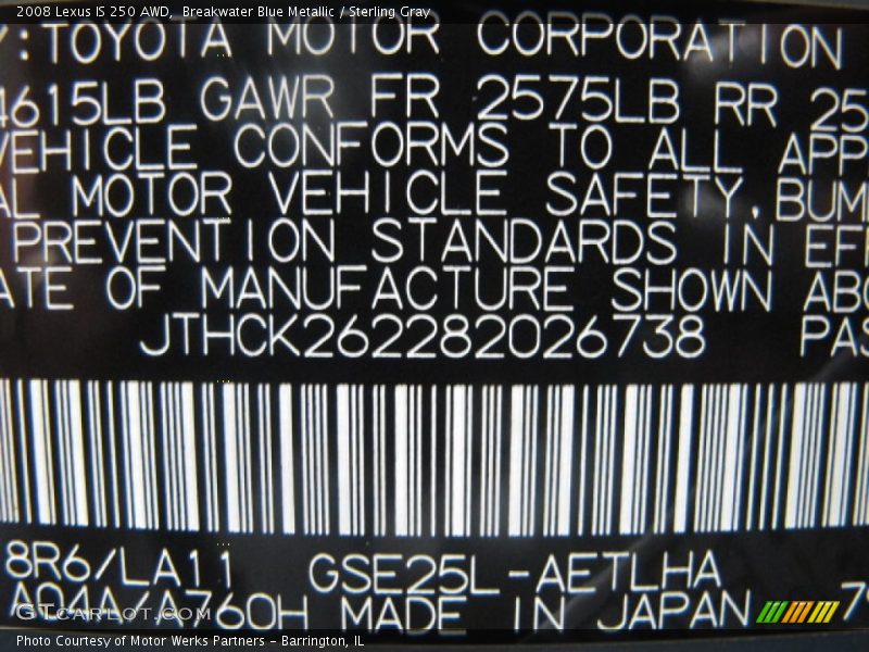 Breakwater Blue Metallic / Sterling Gray 2008 Lexus IS 250 AWD