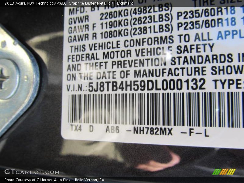 Graphite Luster Metallic / Parchment 2013 Acura RDX Technology AWD