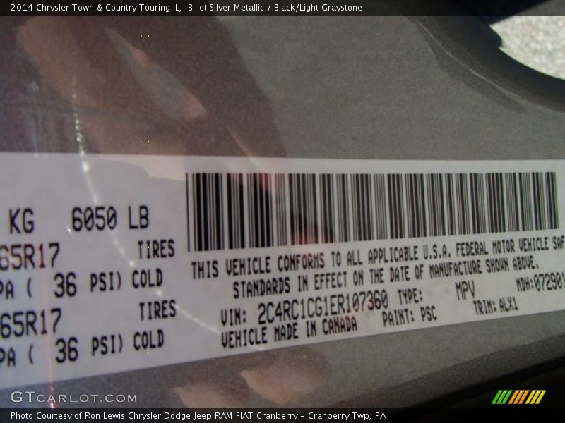 2014 Town & Country Touring-L Billet Silver Metallic Color Code PSC