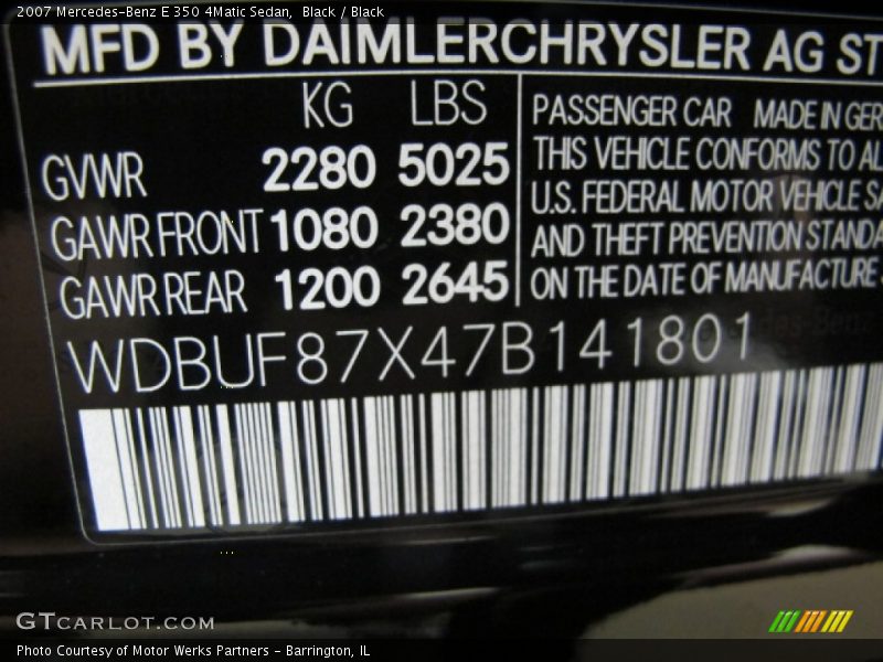 Black / Black 2007 Mercedes-Benz E 350 4Matic Sedan
