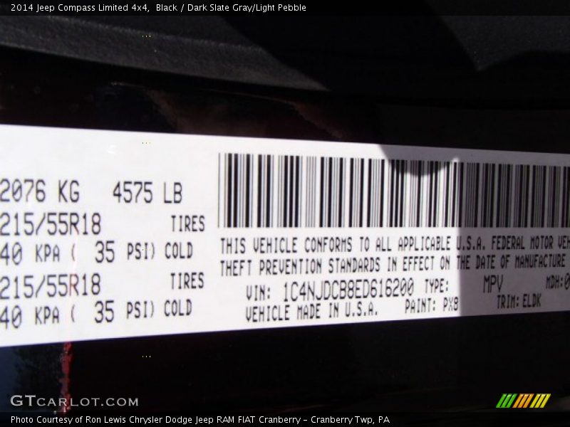 Black / Dark Slate Gray/Light Pebble 2014 Jeep Compass Limited 4x4