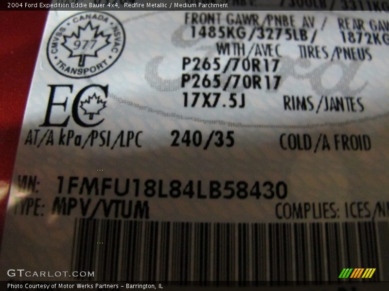 Redfire Metallic / Medium Parchment 2004 Ford Expedition Eddie Bauer 4x4