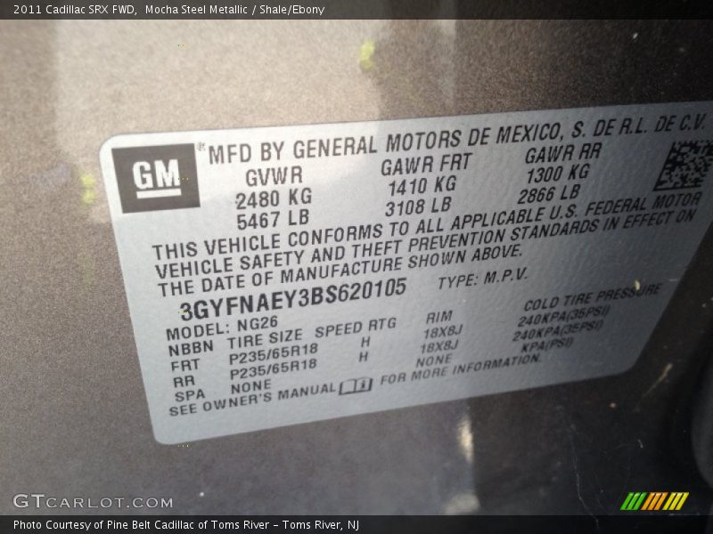 Mocha Steel Metallic / Shale/Ebony 2011 Cadillac SRX FWD