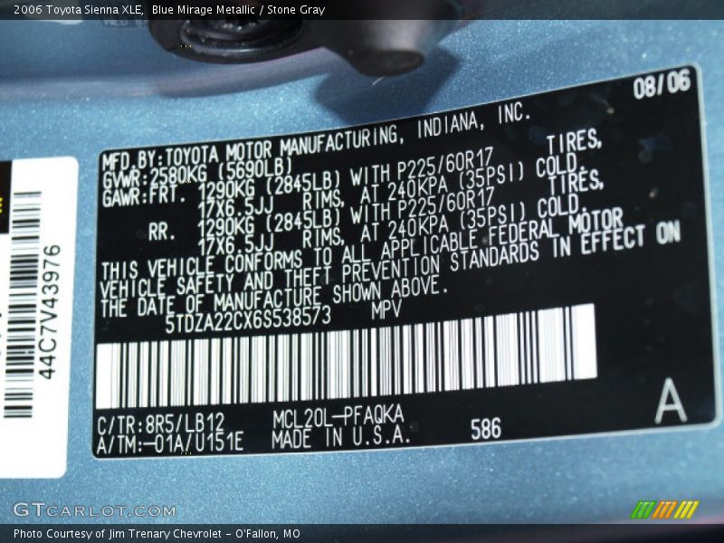 Blue Mirage Metallic / Stone Gray 2006 Toyota Sienna XLE