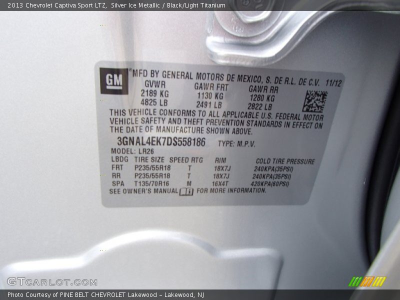 Silver Ice Metallic / Black/Light Titanium 2013 Chevrolet Captiva Sport LTZ