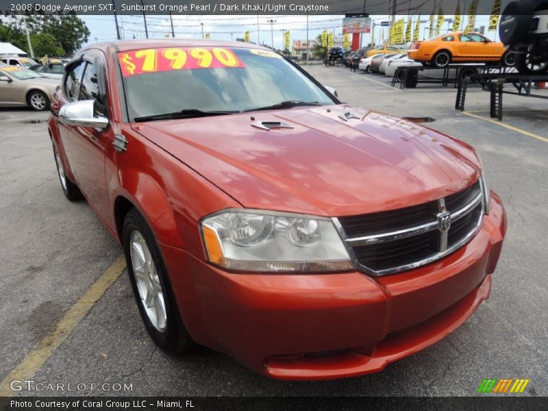 Sunburst Orange Pearl / Dark Khaki/Light Graystone 2008 Dodge Avenger SXT