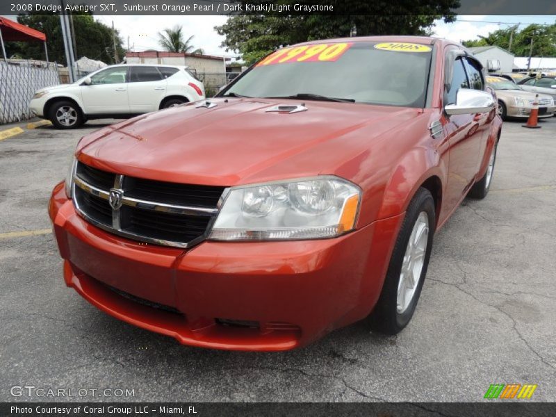 Sunburst Orange Pearl / Dark Khaki/Light Graystone 2008 Dodge Avenger SXT