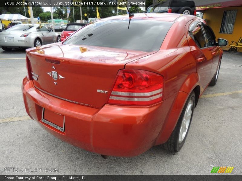 Sunburst Orange Pearl / Dark Khaki/Light Graystone 2008 Dodge Avenger SXT
