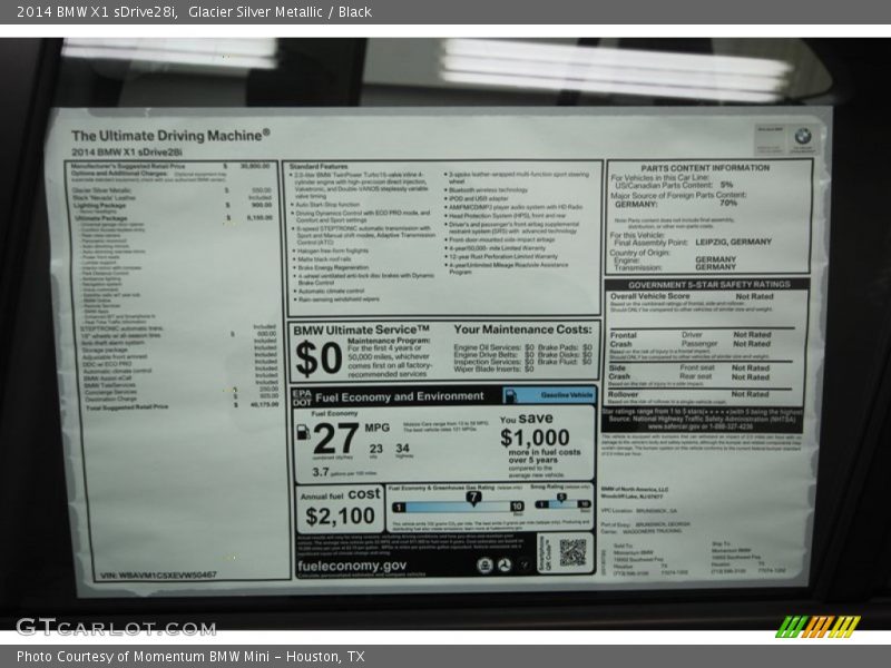 Glacier Silver Metallic / Black 2014 BMW X1 sDrive28i