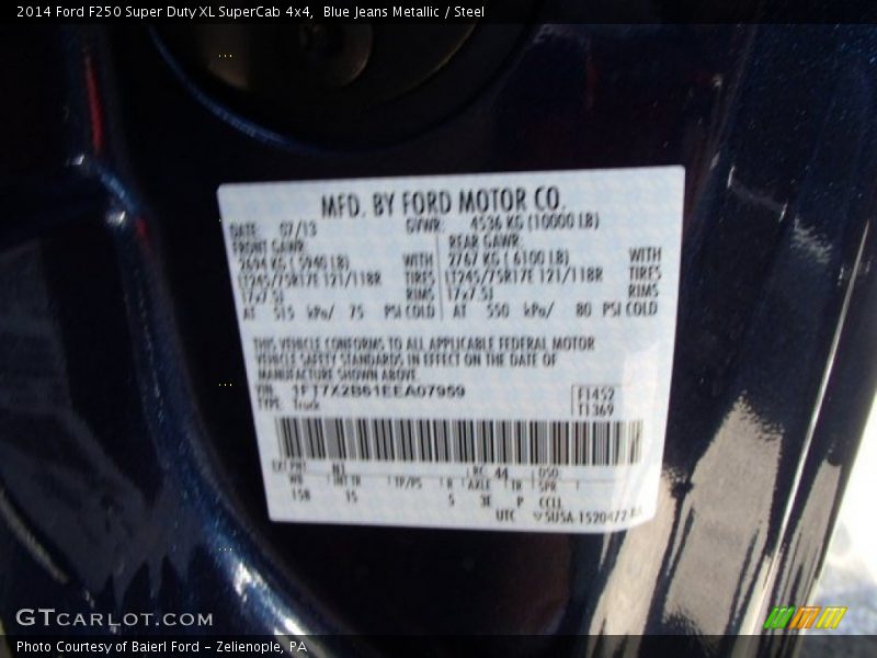 Blue Jeans Metallic / Steel 2014 Ford F250 Super Duty XL SuperCab 4x4