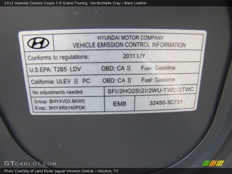Nordschleife Gray / Black Leather 2011 Hyundai Genesis Coupe 3.8 Grand Touring
