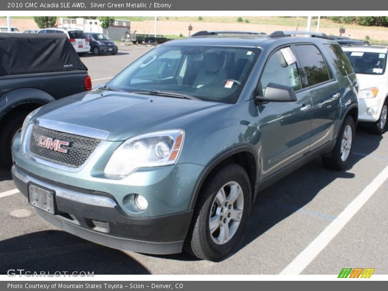 Silver Green Metallic / Ebony 2010 GMC Acadia SLE AWD