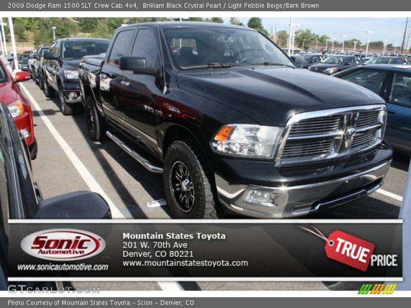 Brilliant Black Crystal Pearl / Light Pebble Beige/Bark Brown 2009 Dodge Ram 1500 SLT Crew Cab 4x4