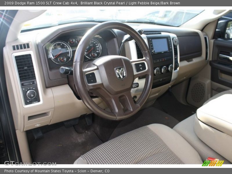 Brilliant Black Crystal Pearl / Light Pebble Beige/Bark Brown 2009 Dodge Ram 1500 SLT Crew Cab 4x4