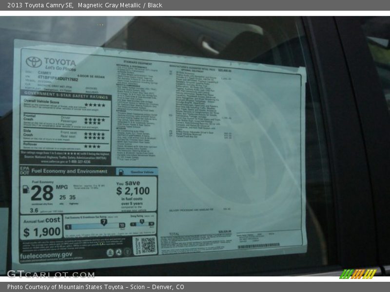 Magnetic Gray Metallic / Black 2013 Toyota Camry SE