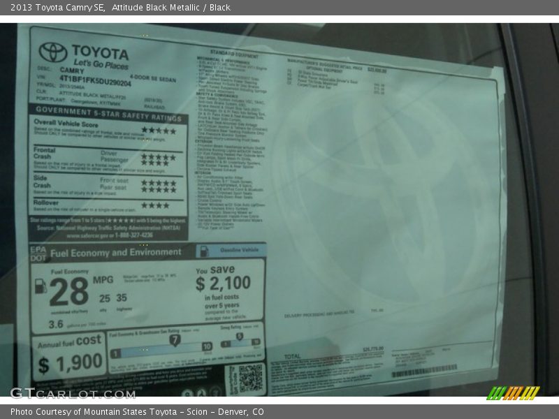 Attitude Black Metallic / Black 2013 Toyota Camry SE