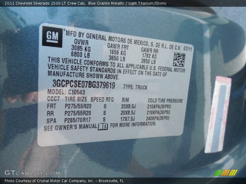 Blue Granite Metallic / Light Titanium/Ebony 2011 Chevrolet Silverado 1500 LT Crew Cab