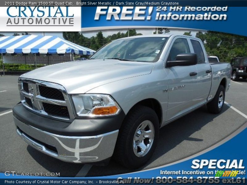 Bright Silver Metallic / Dark Slate Gray/Medium Graystone 2011 Dodge Ram 1500 ST Quad Cab