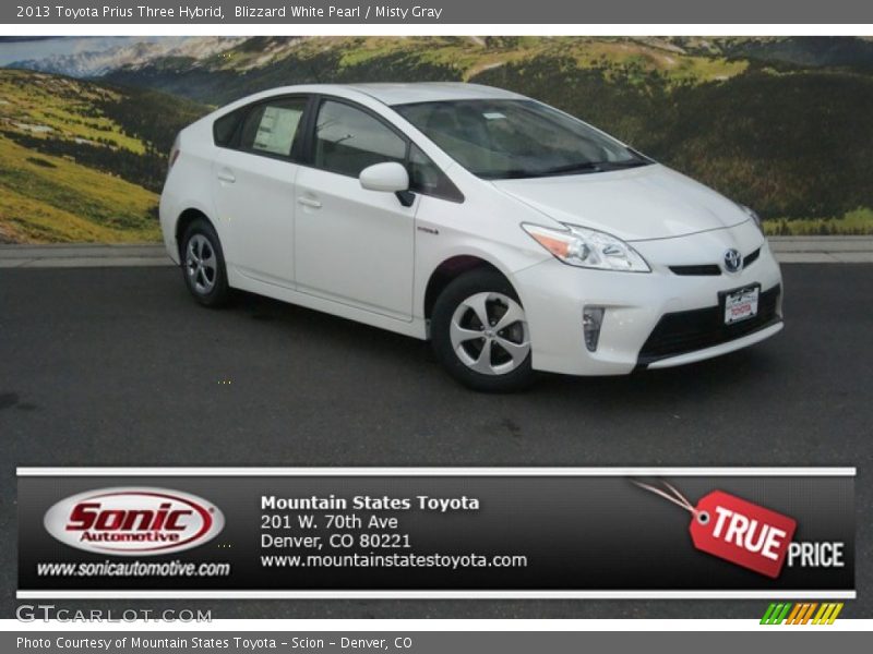 Blizzard White Pearl / Misty Gray 2013 Toyota Prius Three Hybrid