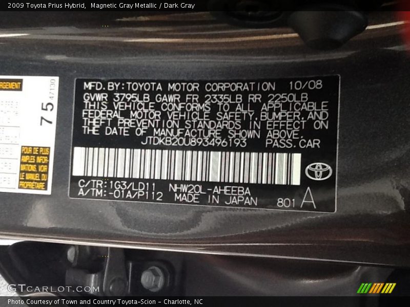 Magnetic Gray Metallic / Dark Gray 2009 Toyota Prius Hybrid