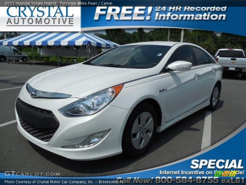 Porcelain White Pearl / Camel 2011 Hyundai Sonata Hybrid