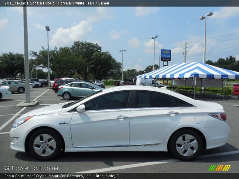 Porcelain White Pearl / Camel 2011 Hyundai Sonata Hybrid